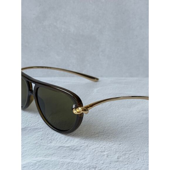 NEW Bottega Veneta BV1418S Gold Green Aviator Sunglasses $760 main image 4